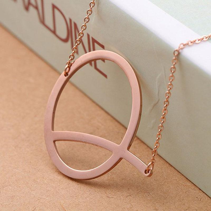 cross-border new accessories fashion stainless steel pendant 26 english letters necklace women's rose gold jewelry