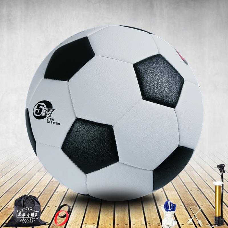 football new thickened soft leather wear-resistant special teaching training for primary and secondary school students high school entrance examination black and white no. 5 no. 4 details Picture