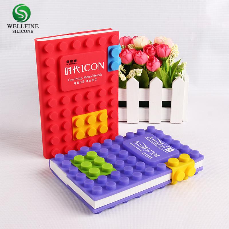 factory direct sales creative stationery notebook with silicone cover printable logo building blocks gift 6a student silicone notepad