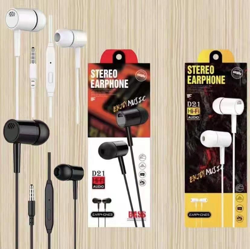 d21 computer gaming headset in-ear mobile phone computer game earphone with mic wired mobile phone headset factory