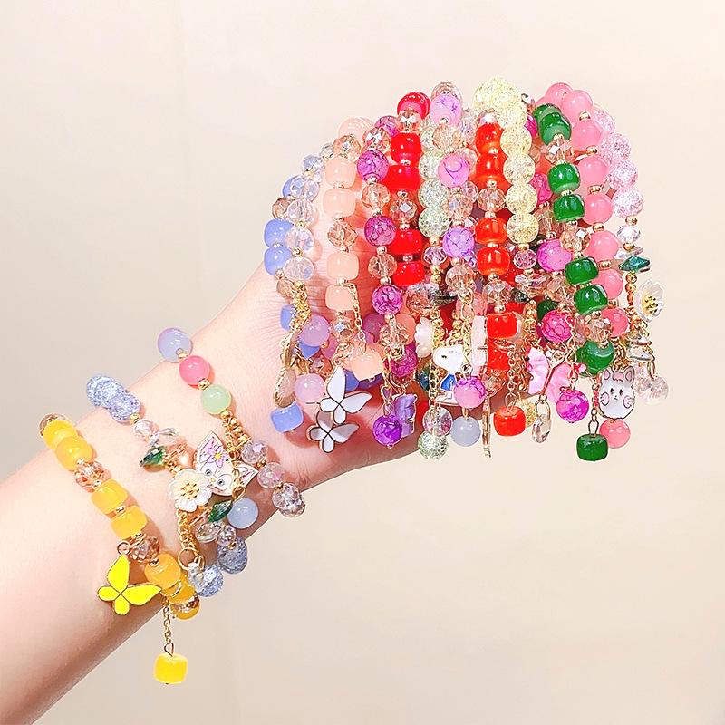 children's glaze beaded bracelet princess cartoon crystal flowers bracelet bracelet jewelry student cute bracelet bracelet