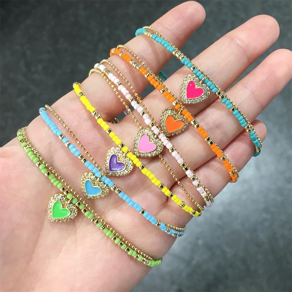 love oil dripping double layer bracelet miyuki bead bracelet metal beads bracelet bead chain jewelry bracelet