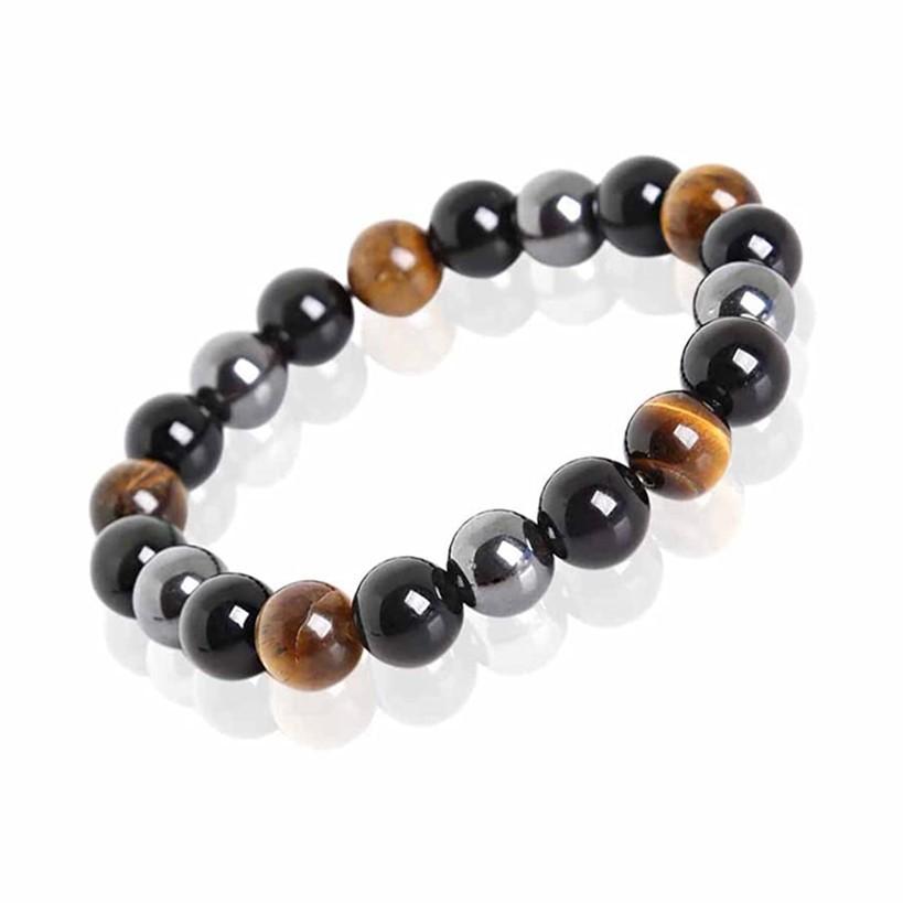 2023 cross-border tiger eye stone black gall stone three-color bracelet natural stone bracelet 8 10 12 mm men's and women's bracelet