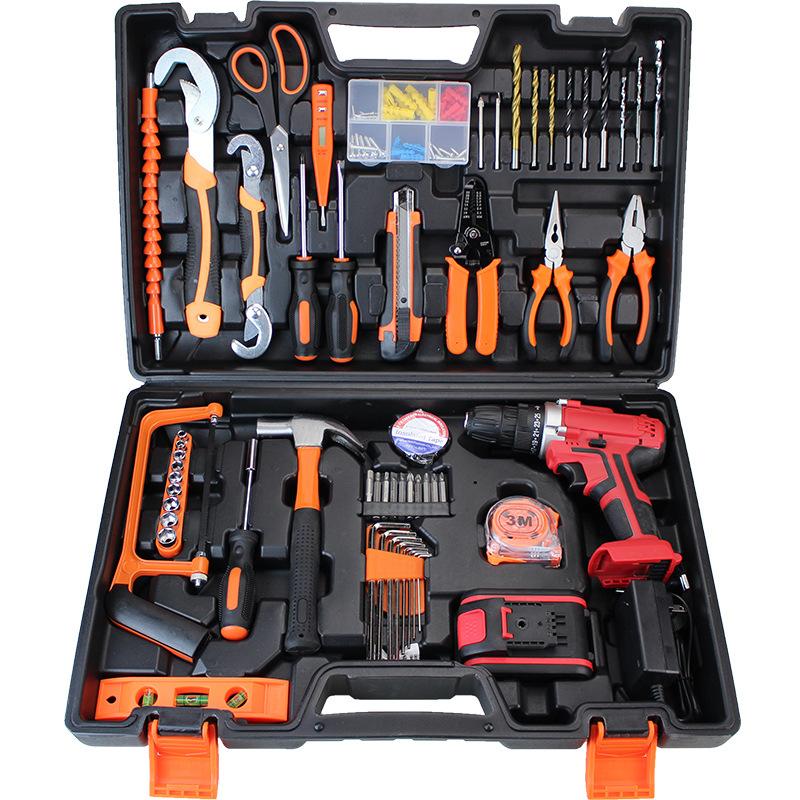 Lithium Electric Drill Toolbox Hardware Kits Cordless Drill Household Electric Tool Set