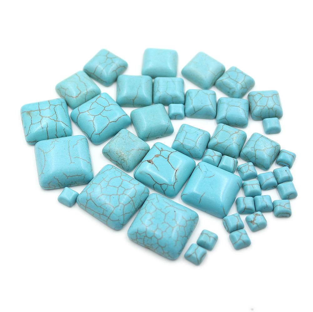 diy material jewelry inlaid accessories square flat bottom ring surface synthetic gem patch semi-finished turquoise