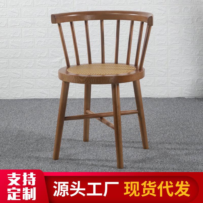 home pewter solid wood dining chair vintage armrest dining-table chair study sofa chair hotel restaurant stool backrest chair