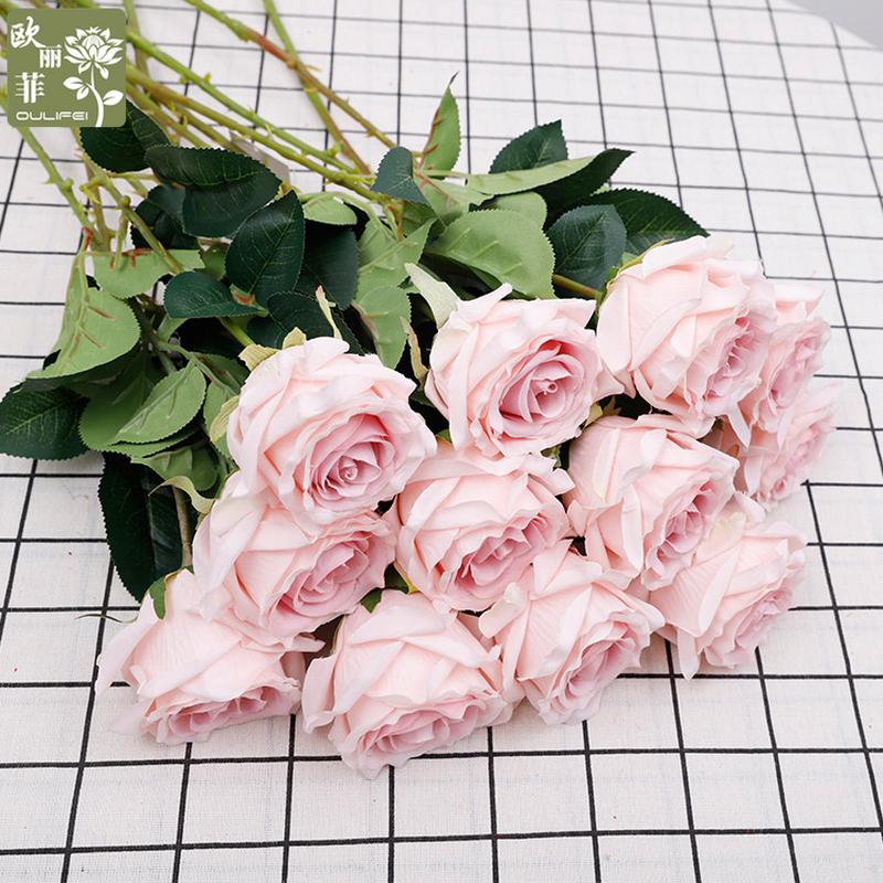 rose artificial flower wedding bouquet decorative fake flower photography props plastic flowers wholesale artificial rose