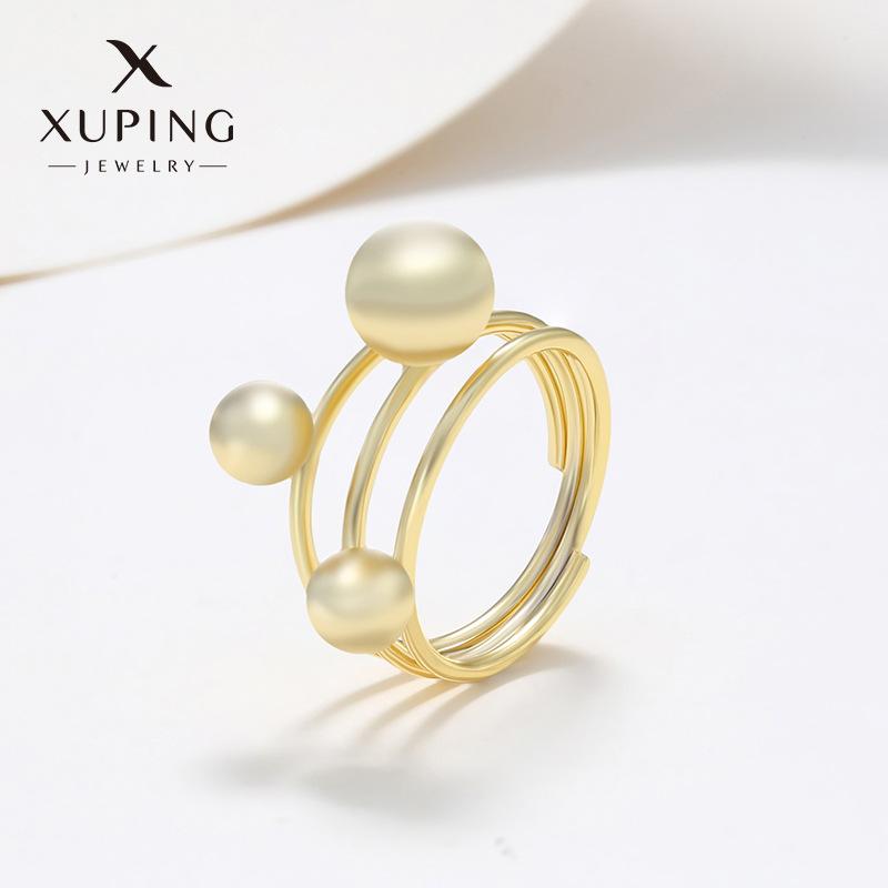 xuping jewelry cross-border new arrival fashion high sense copper alloy linear multi-layer glossy beads women's ring jewelry