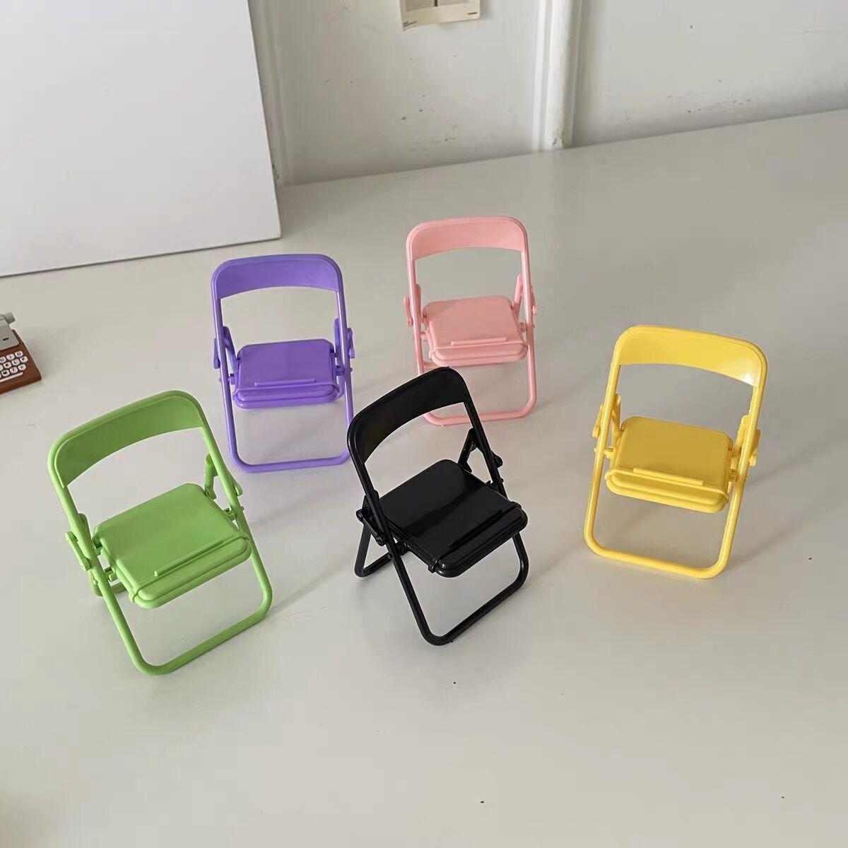 creative chair mobile phone bracket folding portable desktop lazy bracket macaron cute mobile phone bracket chair