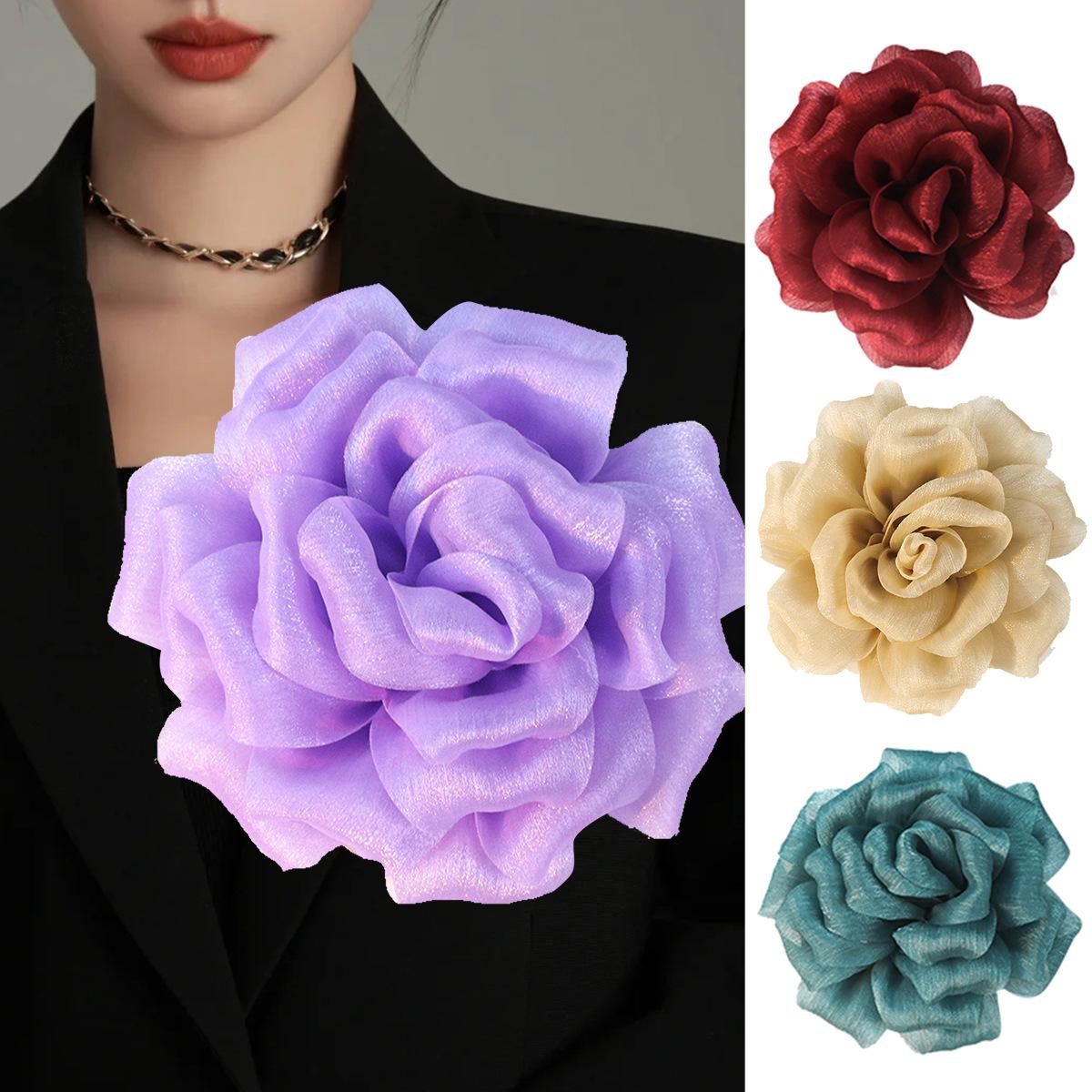 Oversized Handmade Organza Artificial Flower Burning Edge Design Corsage Hair Accessories Earrings Hat Shoes Accessories Auxiliary Attachment