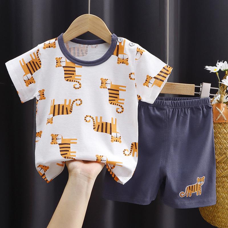 baby short-sleeved t-shirt 2-piece cotton boys' summer clothes children's half-sleeved undershirt baby clothes fashion factory wholesale