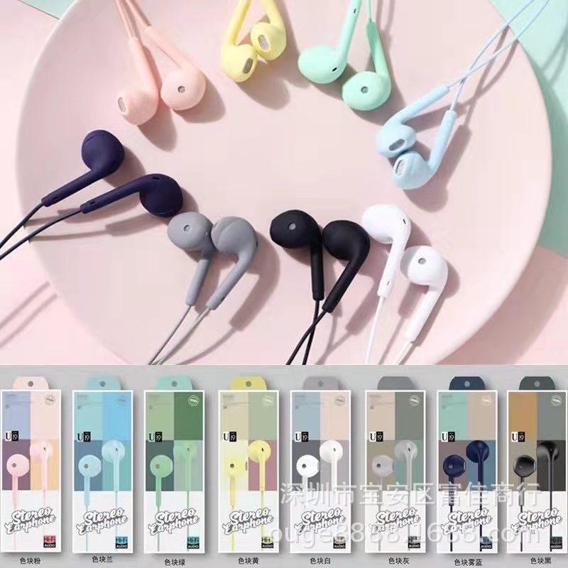 cross-border factory direct sales in stock macaron wired earphone in-ear for apple android huawei wired earphone