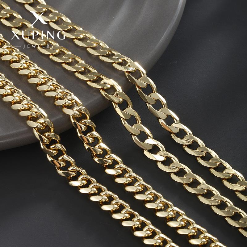 xuping jewelry european hip hop fashion necklace copper-plated gold cuban link chain men's domineering personalized thick chain wholesale