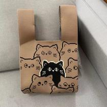 Women's Fashion Handbag Gift Bag Knitted Buggy Bag Creative Custom Candy Color All-Match Shopping Free Hands