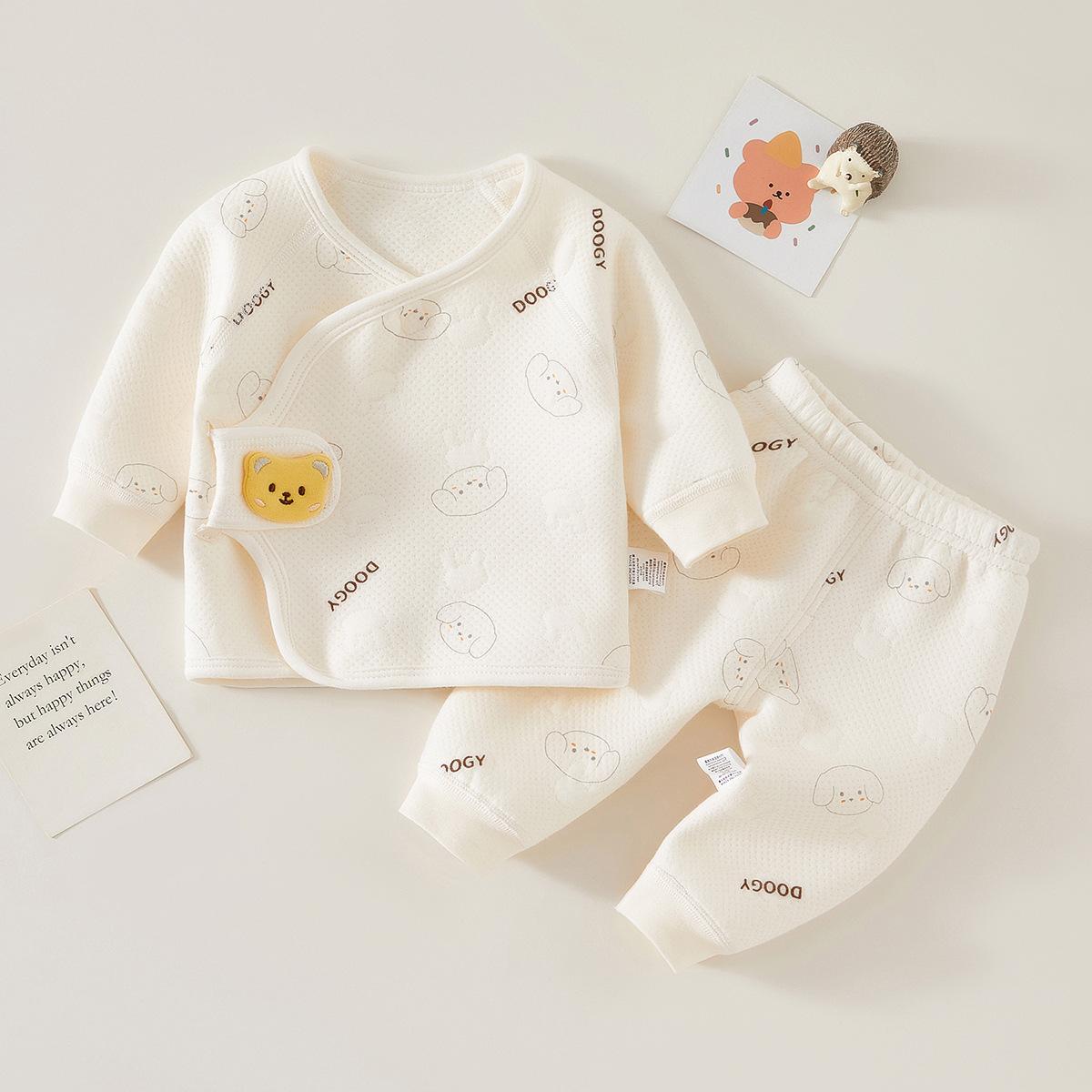 newborn baby clothes autumn and winter thermal clothes quilted suit newborn baby autumn split underwear two-piece