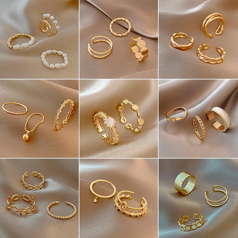 Set Rings Women's Retro Minority Pearl Ring Hand Jewelry Wholesale