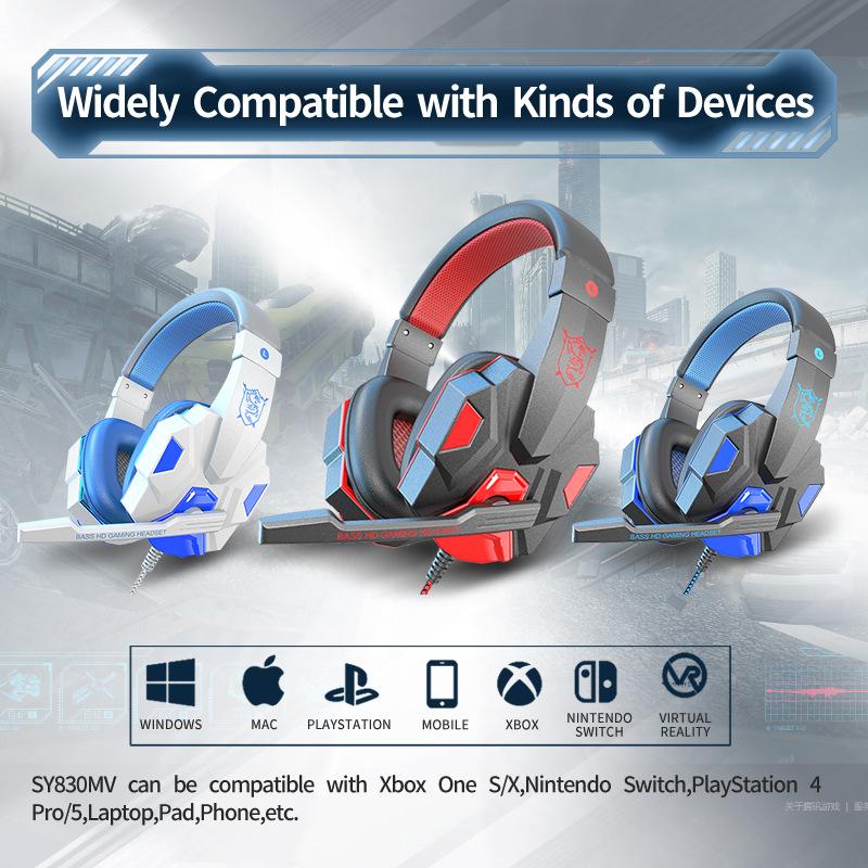 cross-border hot sale sy830mv desktop computer head-mounted headset game pubg gaming internet cafe 3.5 earphone headset
