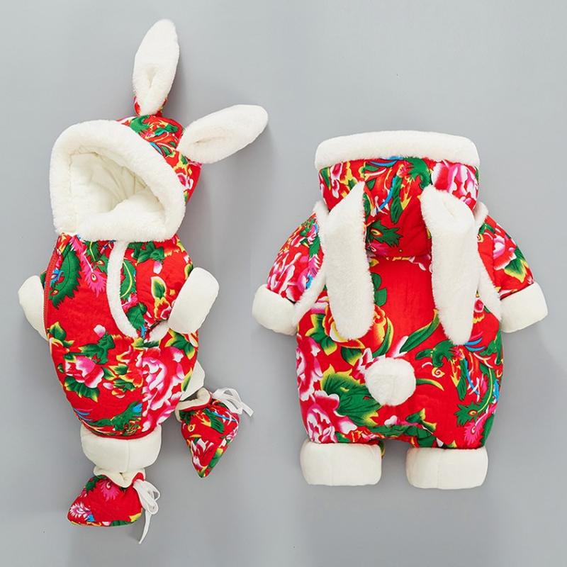 baby jumpsuit winter fleece-lined thickened northeast fabric baby clothes newborn thermal outdoor clothes outwear