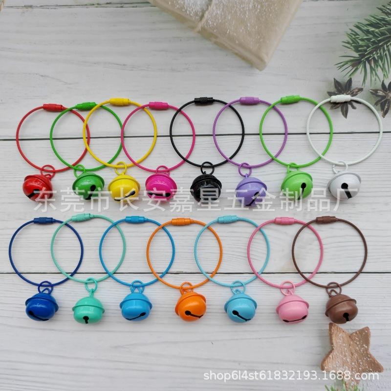creative candy color bell key buckle color paint steel traveller gift doll hanging decoration students' school bag pendant