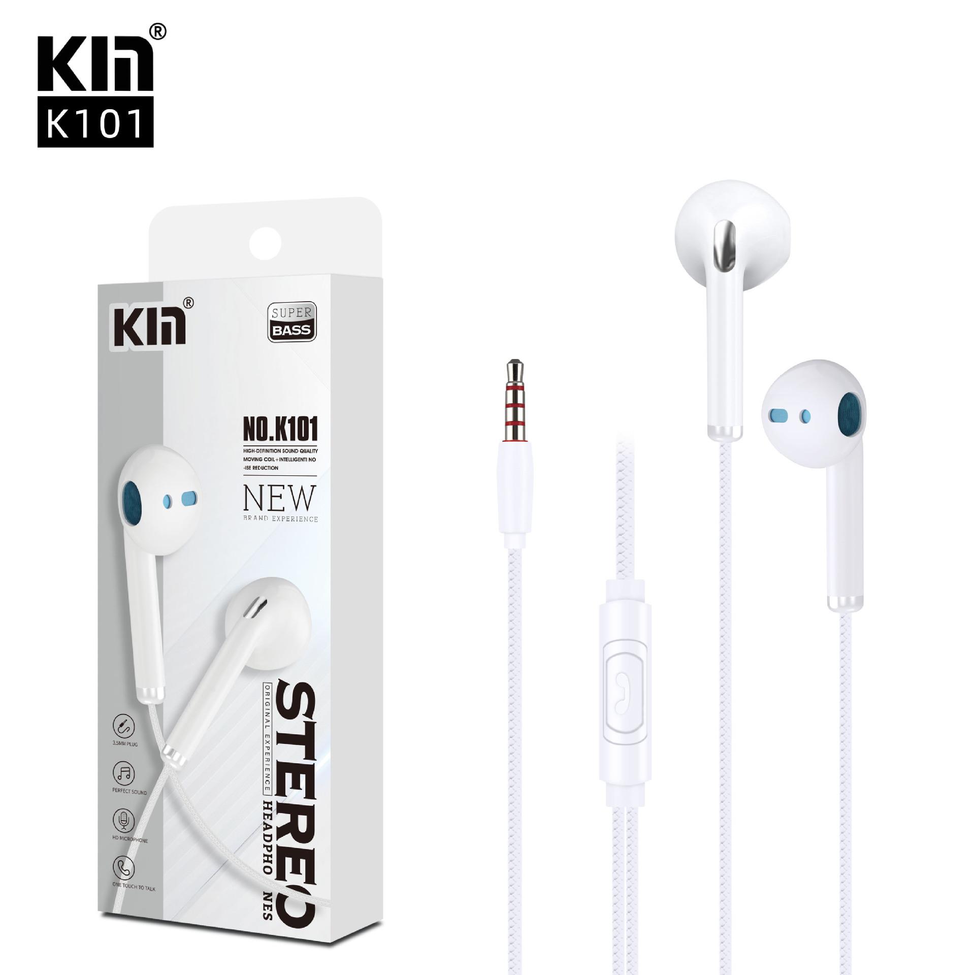 KM-K101 Heavy Bass with Mic Audio Wire-Controlled Neutral Earbuds in-Ear Earphone Drive-by-Wire Three-in-One Headset