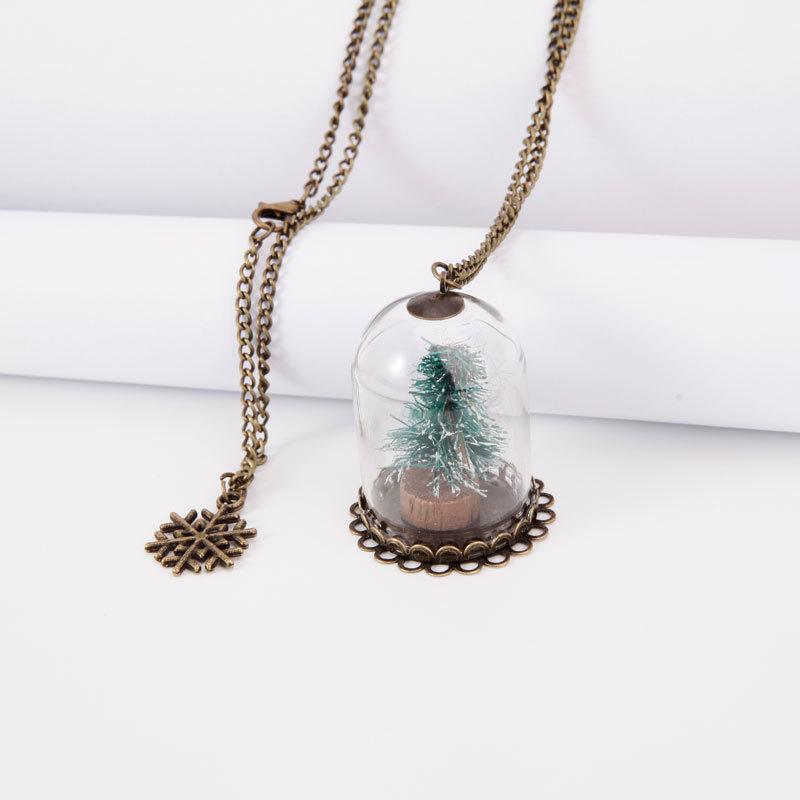 cross-border foreign trade christmas series fashion retro style autumn and winter snowflake christmas tree pendant sweater chain necklace for women