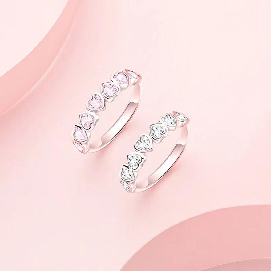 white copper intimate ring female special-interest design girlfriends couple rings rhinestone zircon opening light luxury and simplicity design wholesale