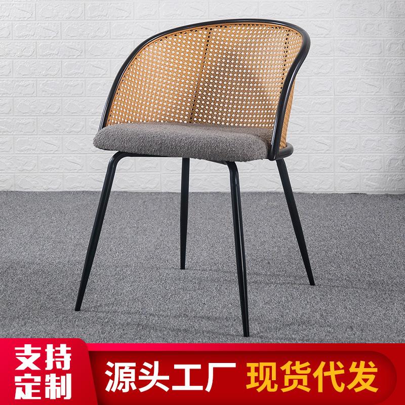 nordic light luxury rattan dining chair restaurant and cafe european designer creative chair home study backrest rattan chair