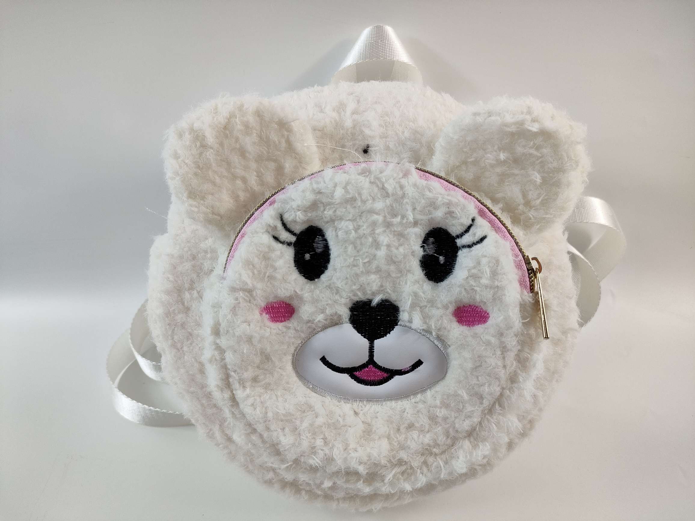 Cute children's casual backpacks, round plush double-layer backpacks, custom-made children's school bags and backpacks