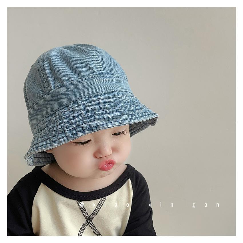 baby hat spring and autumn thin children jean fisherman hat summer korean style fashion busket hat baby boys and girls sun-proof