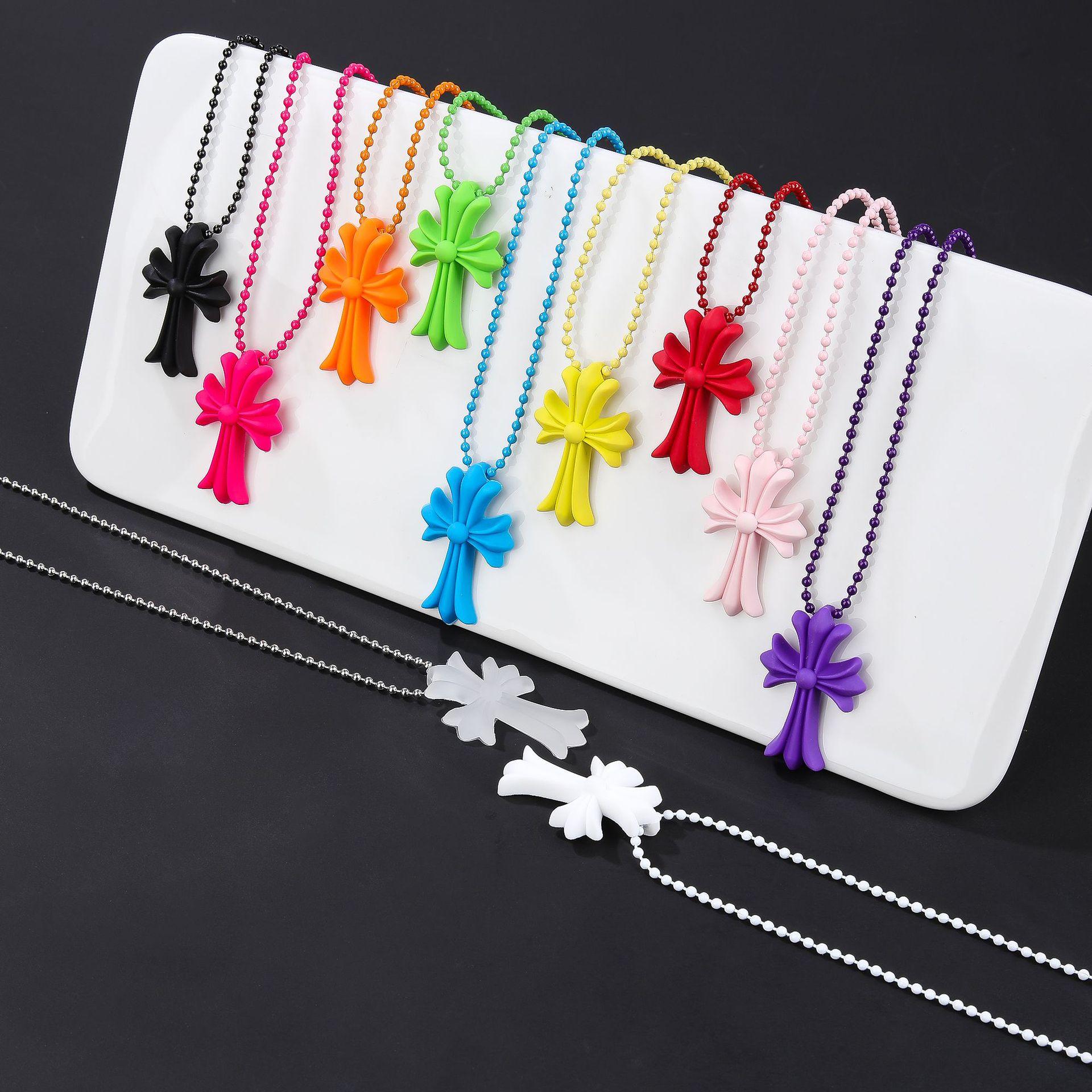 european and american ins personalized hip hop retro 20 th anniversary tokyo qingshan limited colorful cross necklace for men