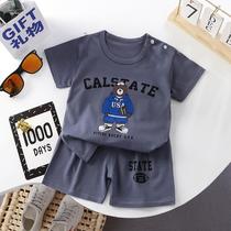 New Children's Suit Short-Sved Shorts Cotton Boys' Clothes Summer Girls Suit Korean Baby Clothes Children's Clothing