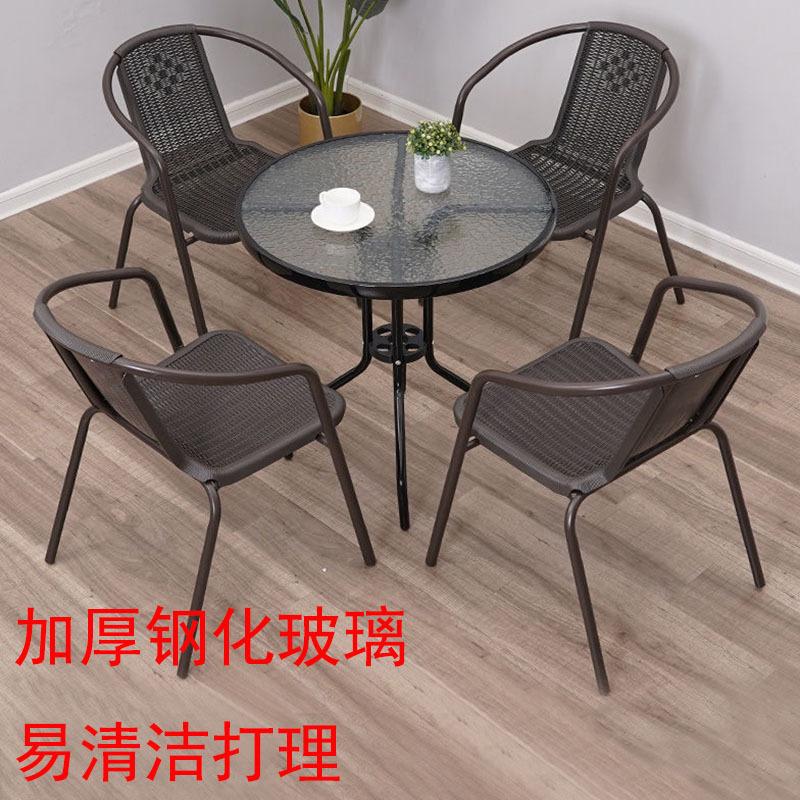 tea shop outdoor black tempered glass tables and chairs coffee shop outdoor leisure combination tables and chairs balcony round table