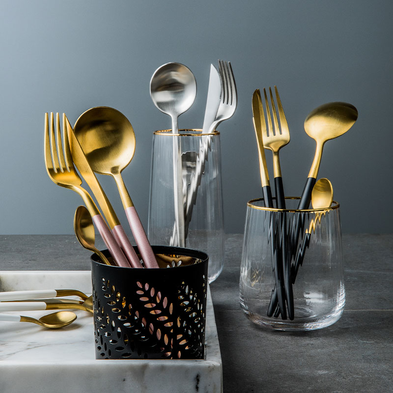 European-style steak knife, fork and spoon set, 304 stainless steel Western tableware, household plates, dessert spoons Specification image