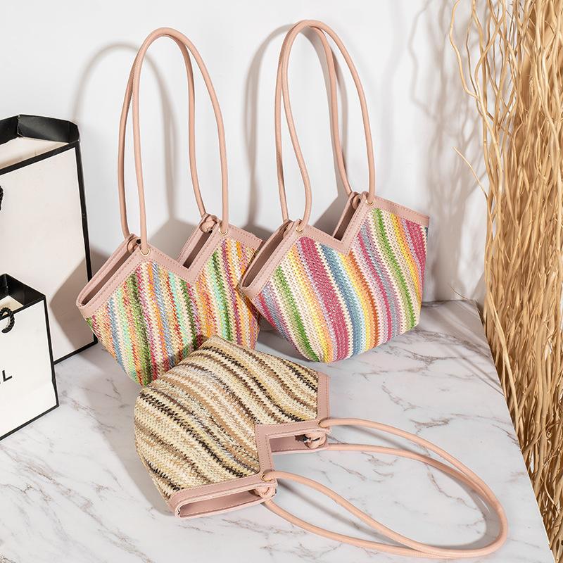 Fashion Straw Bag 2022big Bags Cross-Border Wholesale Vegetable Basket Handbag Irregular Shoulder Bag Underarm Bag