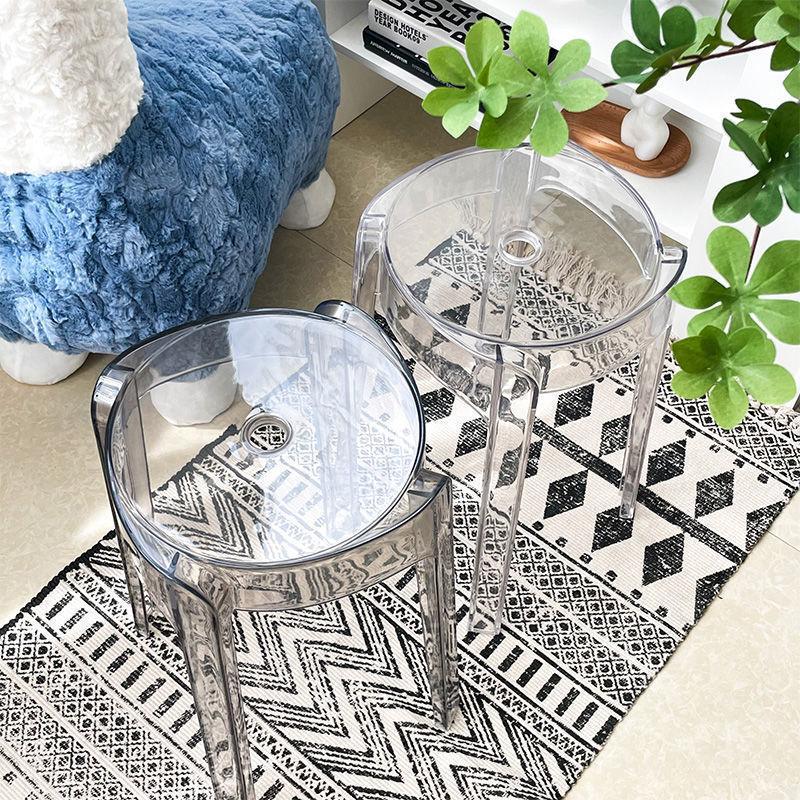 cyclone stool high stool low stool stackable household thickened spare chair round stool light luxury transparent household windmill stool thumbnail
