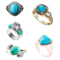 wish popular vintage turquoise ring bridal wedding engagement ring men and women ring ornament