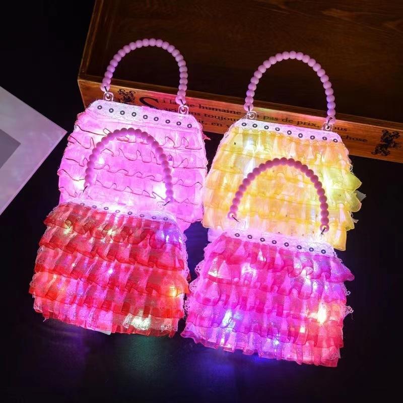 luminous children's bags girl handbags princess lace crossbody bag night market stall play house toy gift