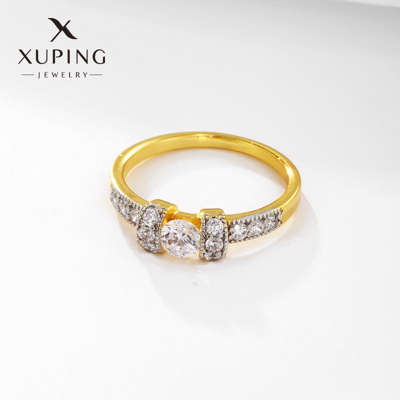 xuping jewelry shining inlaid zirconium two-color gold-plated ring female cross-border new arrival special interest light luxury high-grade ring