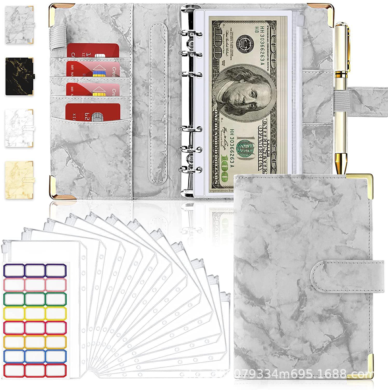 in stock cross-border a6 loose-leaf binder journal book marbling notebook leather pu 6 holes loose spiral notebook cash budget