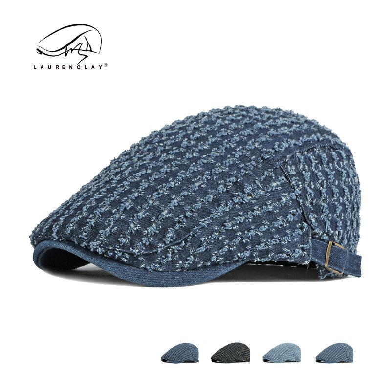 Korean Washed-out Do the Old Cowboy Beret Female Summer Sun Protection British Retro Tattered Jeans Peaked Cap Male Advance Hats