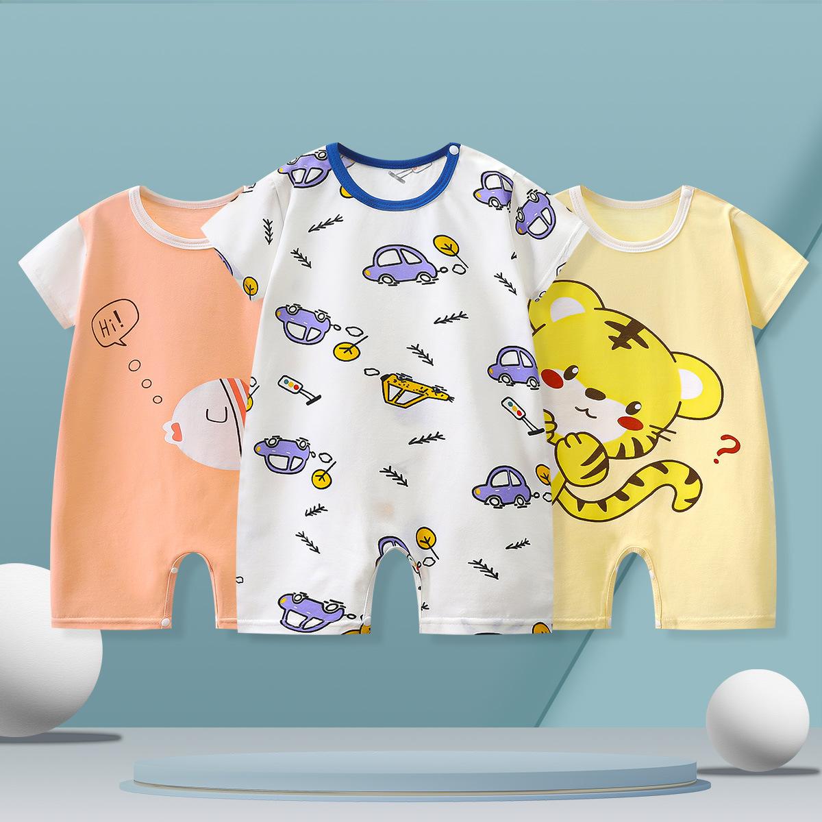 Baby Jumpsuit Romper Cotton Summer Clothing Baby Clothes Children's Short-Sleeved Newborn Jumpsuit Children's Clothing