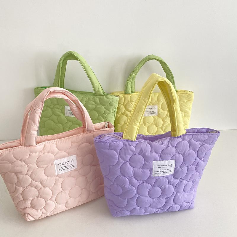 Women's Bag Amazon Cross-Border Supply Candy-Colored Handbag Versatile Student Hand Carry Lunch Bag Shoulder Handbag