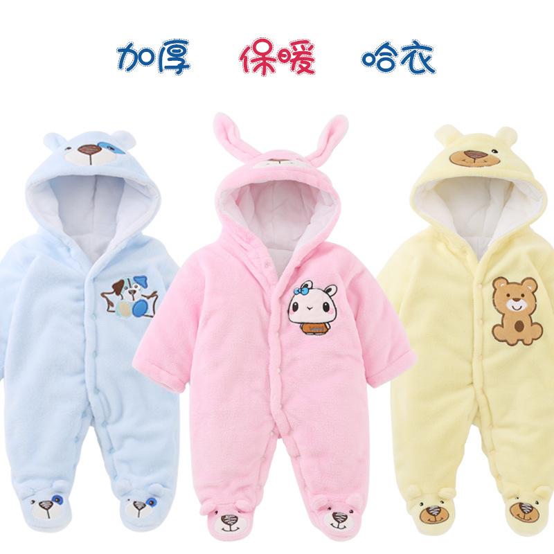 baby clothes autumn and winter warm thickened newborn flannel baby jumpsuit children romper pajamas