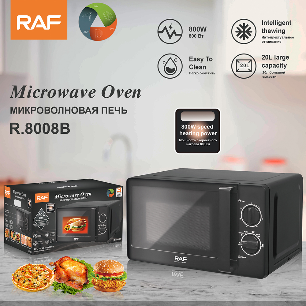 RAF European standard microwave oven, home and office quick light wave turntable microwave oven, visual heating microwave oven