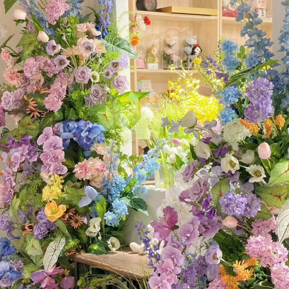 jardin monet artificial flower oil painting style monet window artificial flower shop decorative landscaping fake flower for wedding