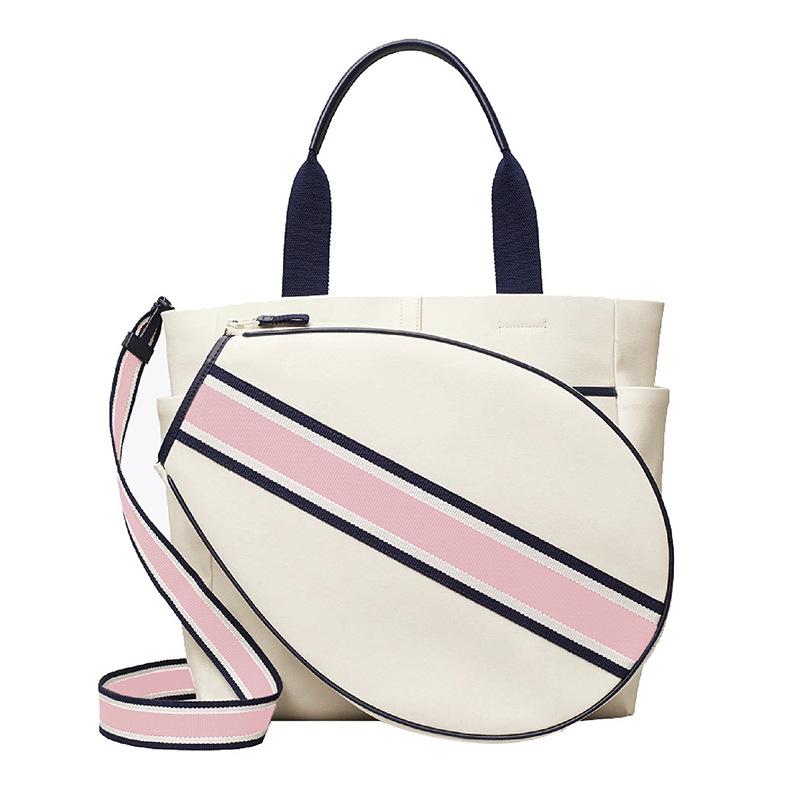 cross-border direct supply canvas convertible stripe tennis rackets handbag fashion ladies sports beach hand tennis racket bag