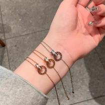 retro titanium steel bracelet women's high-grade zircon bracelet wholesale roman double ring bracelet bracelet wrist string bracelet jewelry