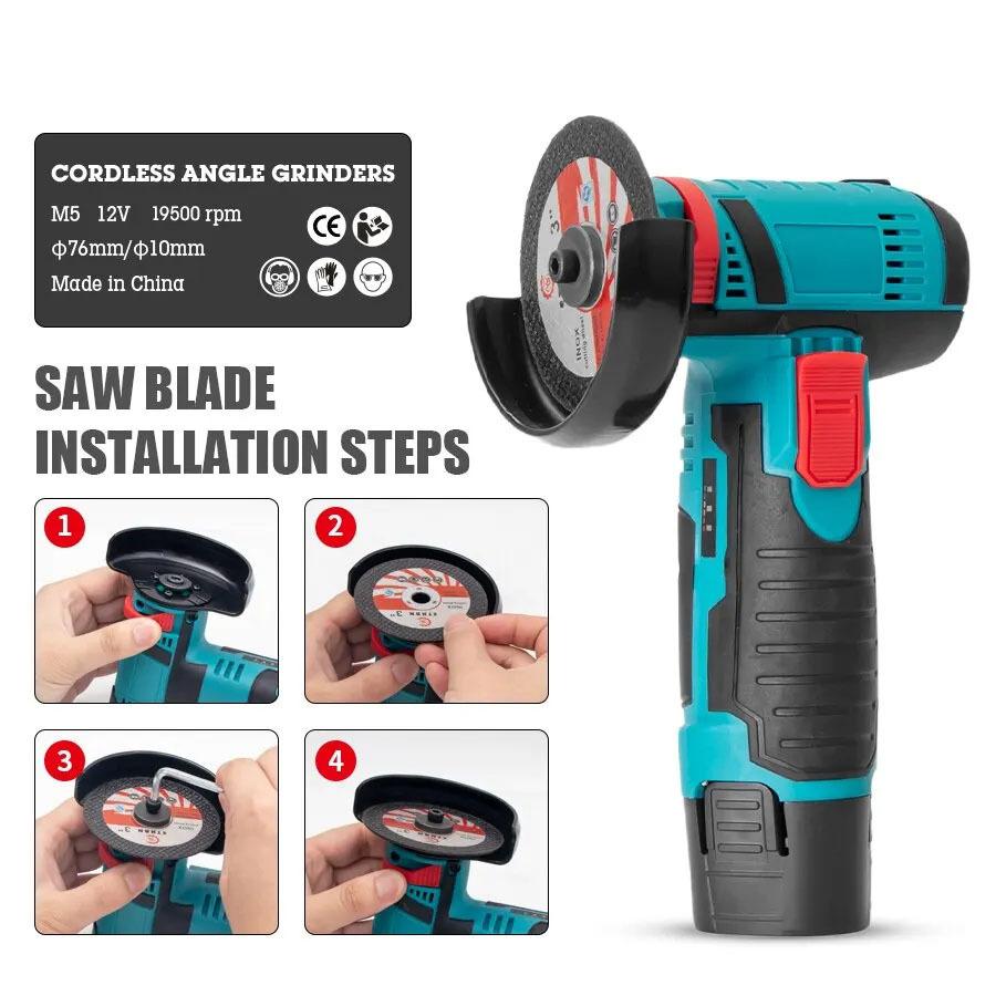 lithium-ion angle grinder polishing machine small angle grinder 3-inch mini handheld angle polishing machine electric tool angle grinder
