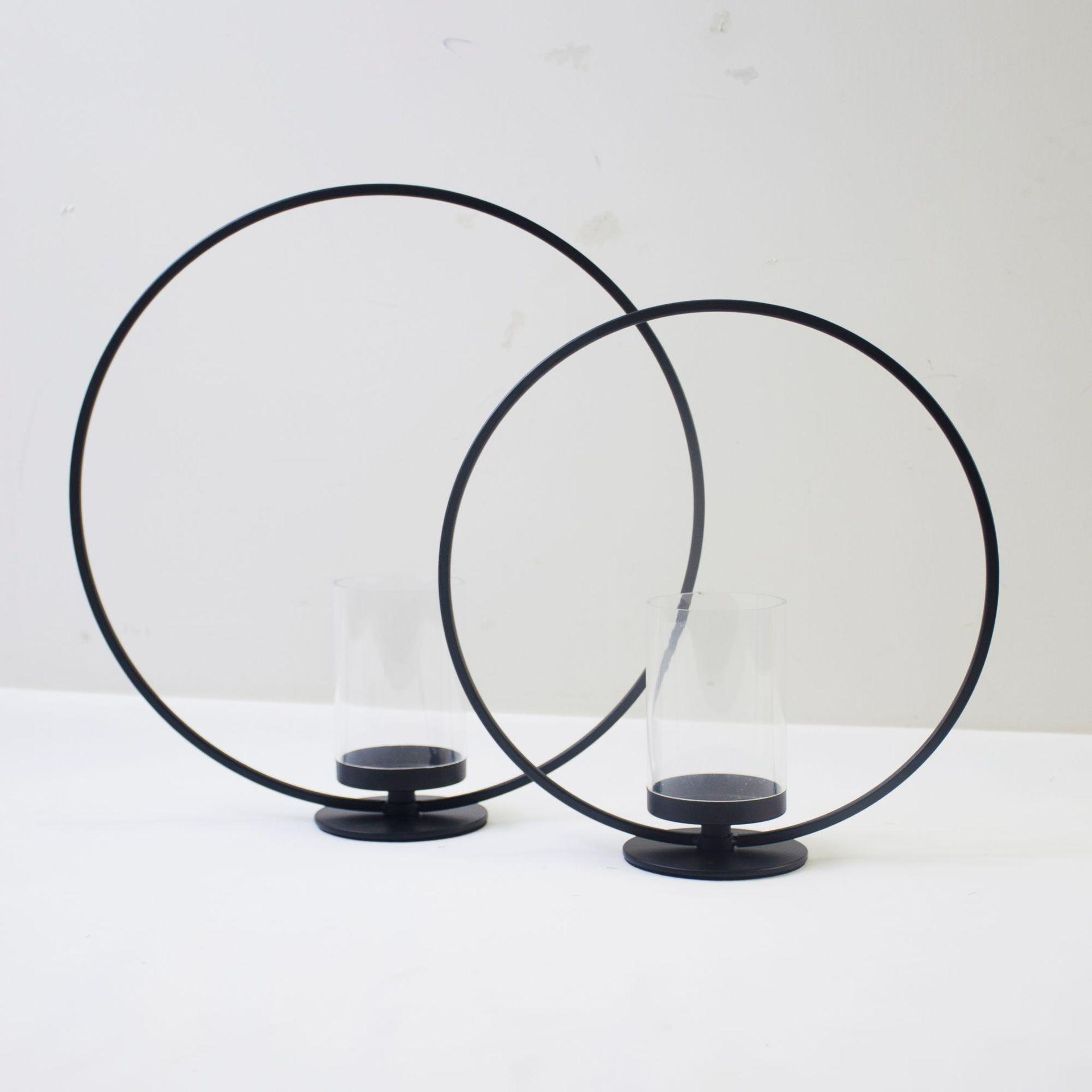 nordic round iron candlestick home decor floriculture ring model room creative decoration candlelight dinner props