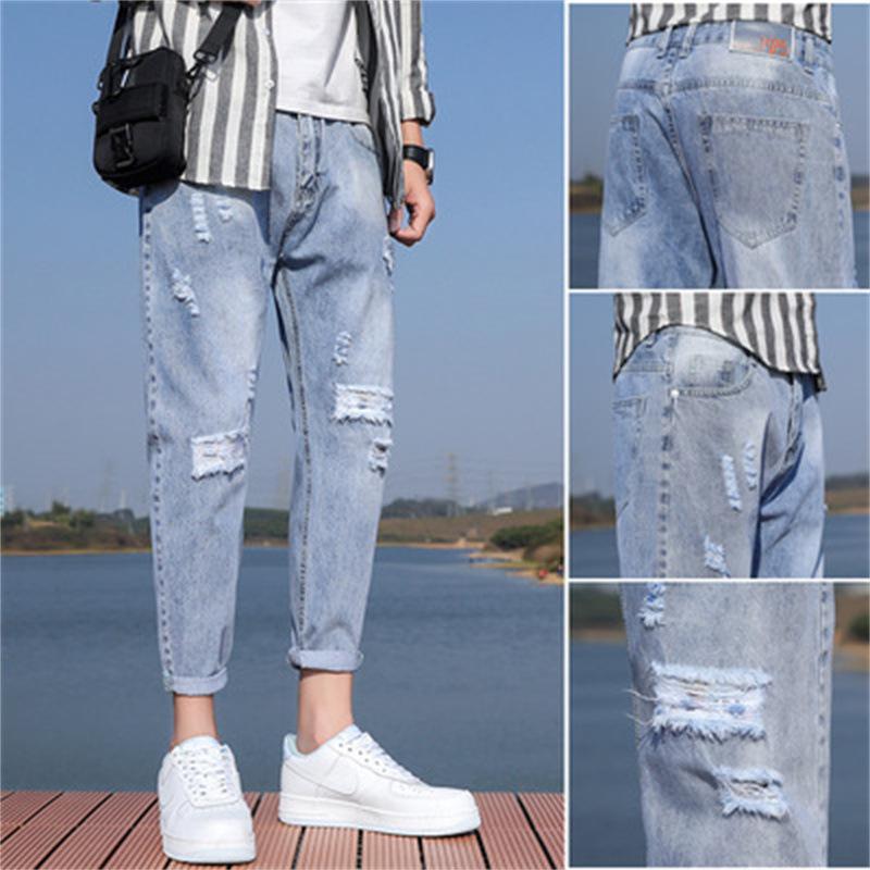 2024 new jeans men's fashion brand straight autumn and winter loose elastic casual men's clothing long jeans wholesale